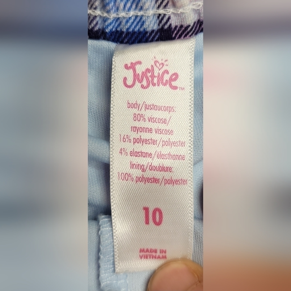 COPY - Justice Blue & Pink Plaid Pull On Mock Wrap Skort Girls Size 10 - Picture 7 of 13